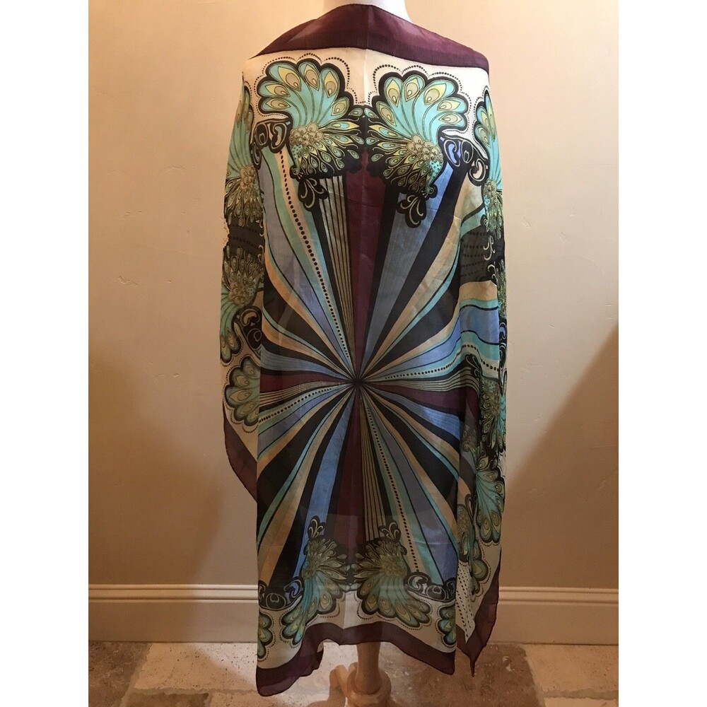 Peacock Multicolor Large Silk Scarf